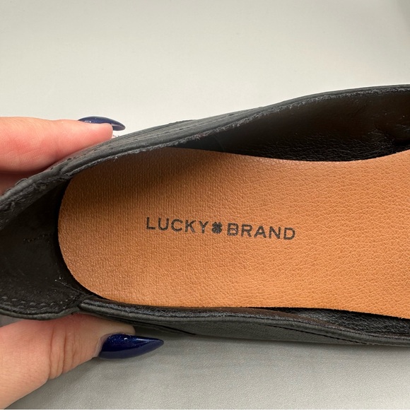 Lucky Brand Arin Ballet Flats Women 8M Black Slip On Leather Square Toe - Picture 8 of 9